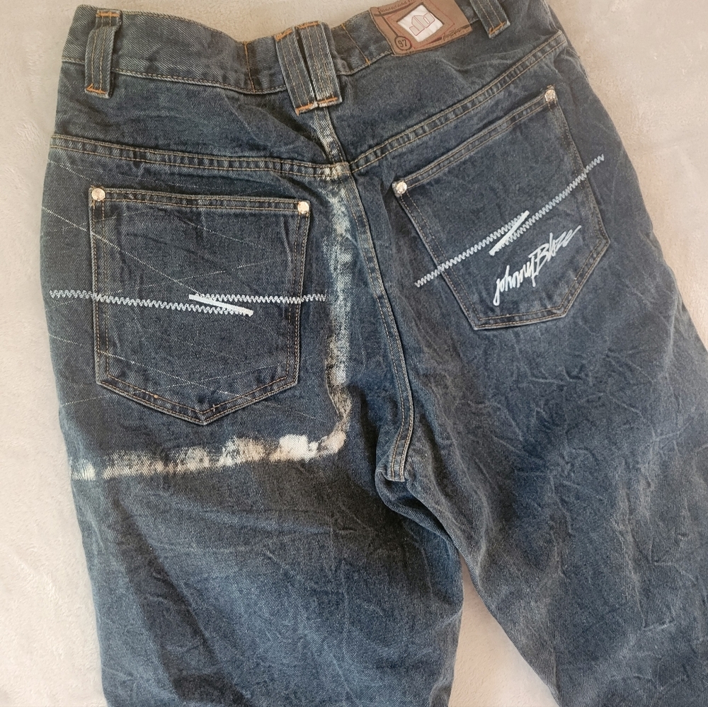 Vintage Johnny Blaze Mens Wide Leg Jeans 32 Baggy Hip Hop Skater - Picture 5 of 15